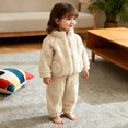 thumbnail image 1 of 1-7T Toddler Little Boys Girls Winter Warm Fleece Clothes 2Pcs Kids Casual Thick Plush Zipper Jacket Coat with Pockets + Solid Long Pant Set, 1 of 7