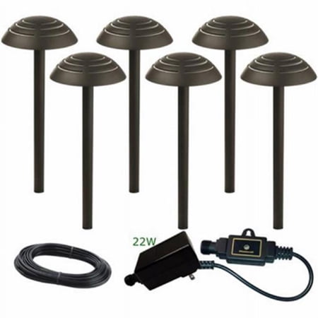 1.7W Warm White Cast Aluminum LED Path Light, Black with Plastic Lens - 6 Piece