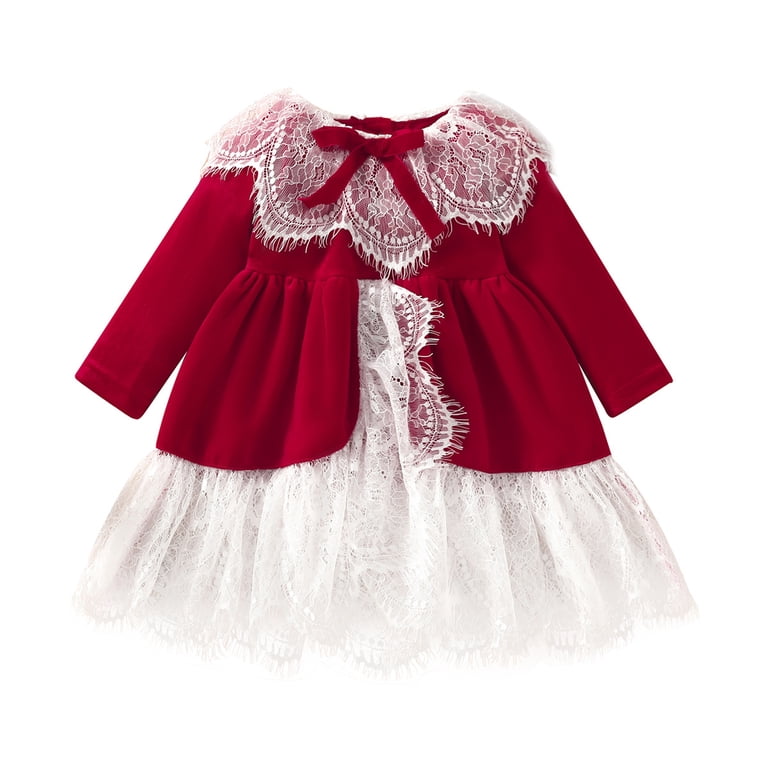 christmas lace dresses 1-7Y Dress For Girls Patchwork Velvet Princess you can remove the Size:XL (16-18) Holiday dress bootie:High Standard Plus Size Winter Boho