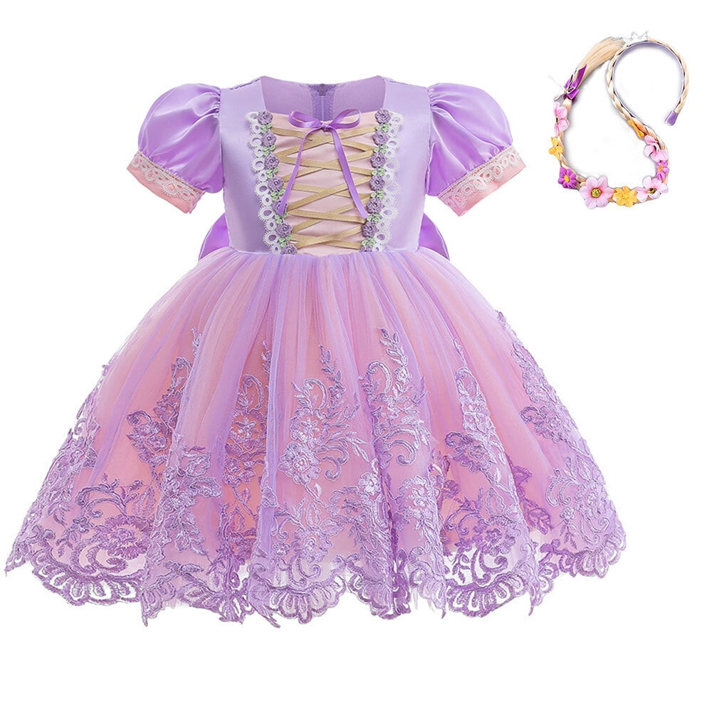 Princess Dress Costume for Girls Female Short Sleeve Detachable Bow ...