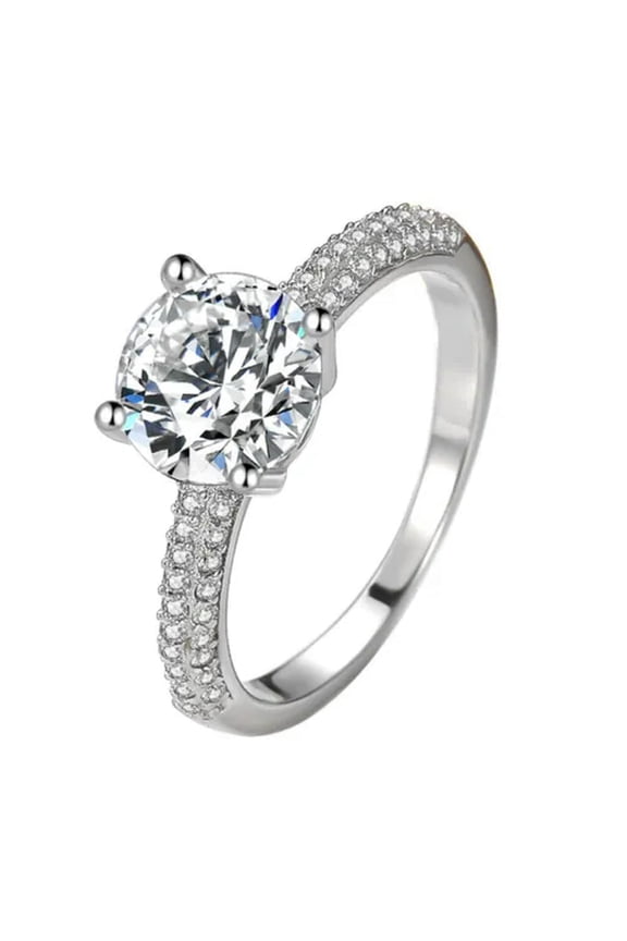 1.7ct Round Cut 4-claw AAA Cz Band 925 Silver Women's Fashion Gift Ring Size 5-9