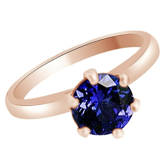 AFFY (1.7ct) Simulated Blue Tanzanite Solitaire Two Tone Engagement Ring In 14k Solid Gold With Ring Size 8