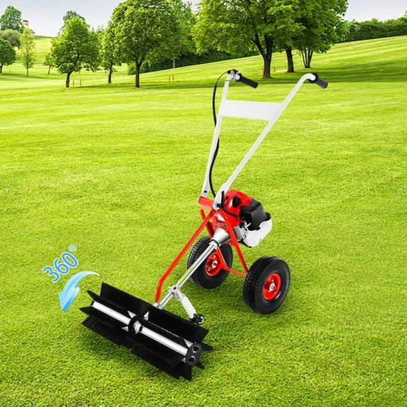 1.7hp Gas Power Walk Behind tractor dirt snow Sweeper Broom Driveway Walkway USA