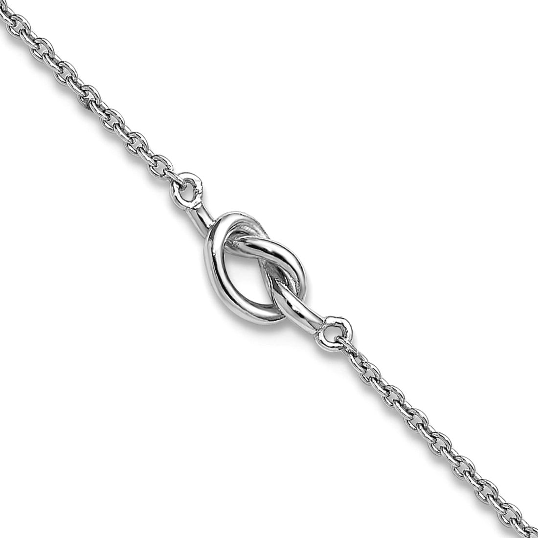 1.7mm 925 Sterling Silver Rhodium Plated Polished Knot Plus 1in Extension Anklet 9 Inch Anklet for Women