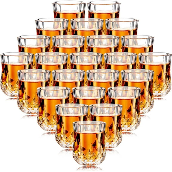1.7oz Mini Shot Glasses Set Tasting Glasses Heavy Base Clear Shot cup Cute Cordial Mini Wine cups for Serving Whiskey, Wine, Juice(24 Pieces)