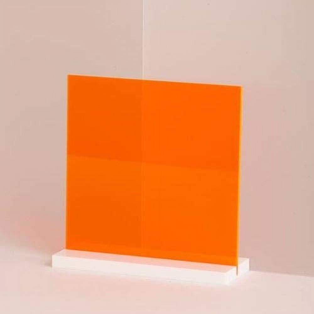 Orange Neon Fluorescent Acrylic Plexiglass Sheet – 1/8 Inch (3mm) Thick, 12x12 Inch Cast, Bright & Durable