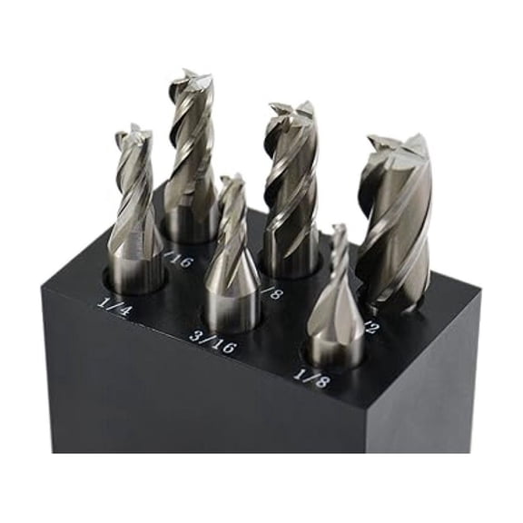 1/8-1/2" 4 Uncoated HSS Single End Center Cut End Mill Set 6PCS 404-5900 !