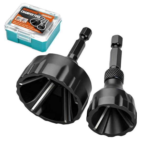 1/8"-1-3/8" Deburring External Chamfer Tool Set 2-Piece, Tungsten Carbide Blade, Deburring Drill Bit, Remove Burr Tools, Repairing Damaged Metal Steel Screws, Bolts and Fasteners