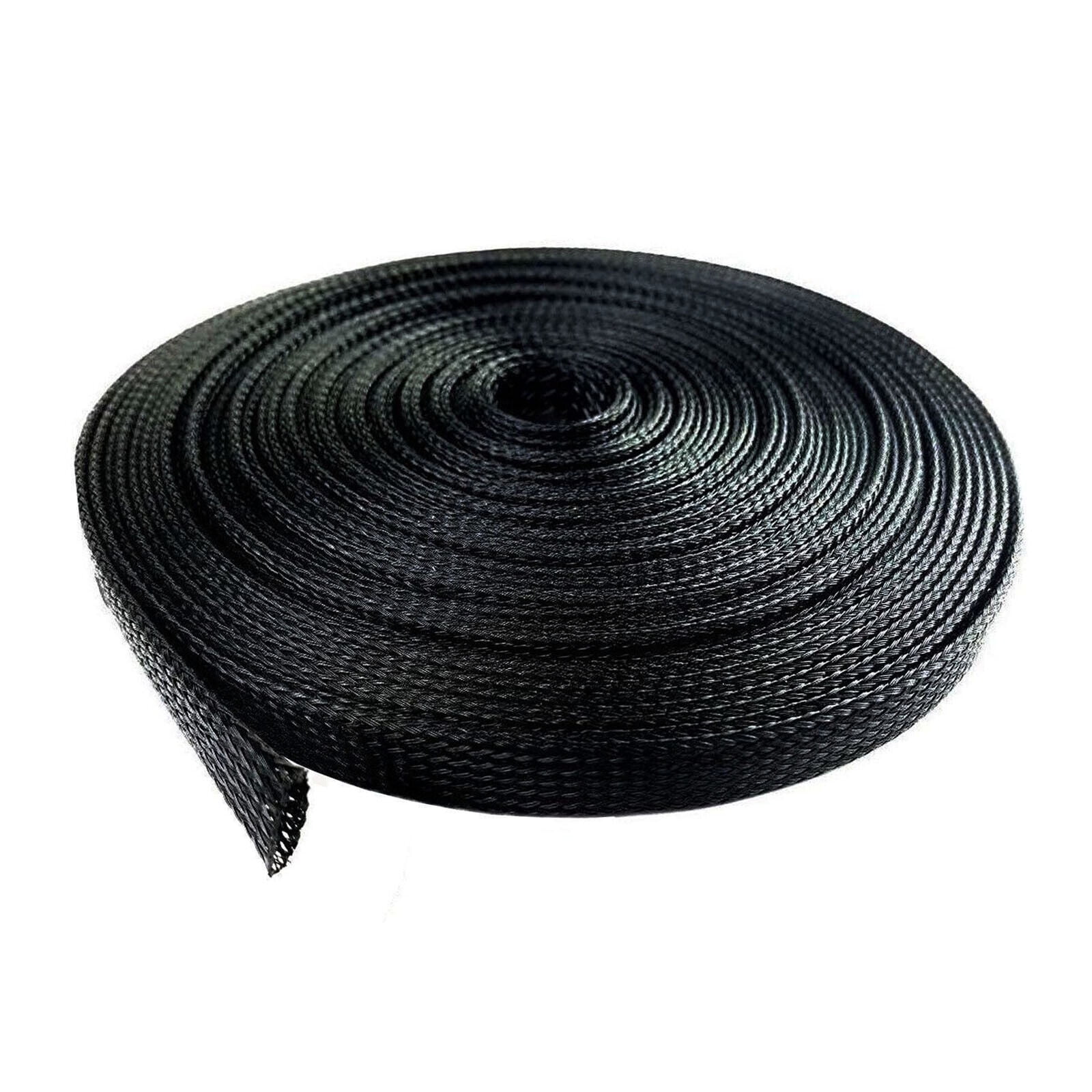 100 FT Expandable Braided Wire Loom – 1/8 Inch Diameter, Black & Red Sleeving, For Cable Management