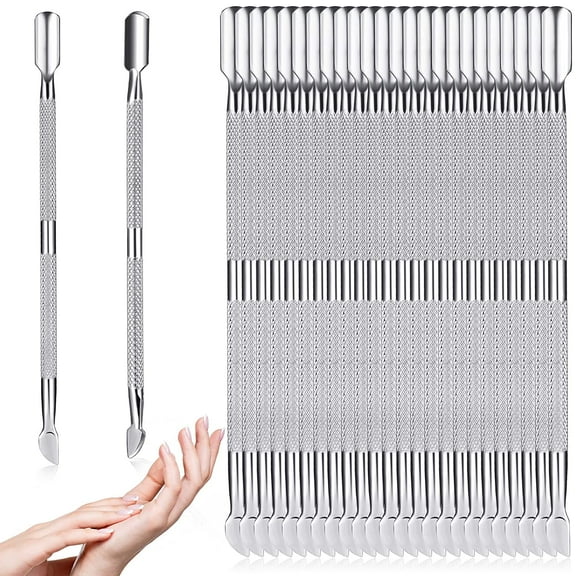 1/8/16/24 Nail Cuticle Pusher and Cutter Stainless Steel Nail Polish Remover Cuticle Peeler Scraper Removal Double End Manicure Pedicure Tool for Fingernail and Toenail