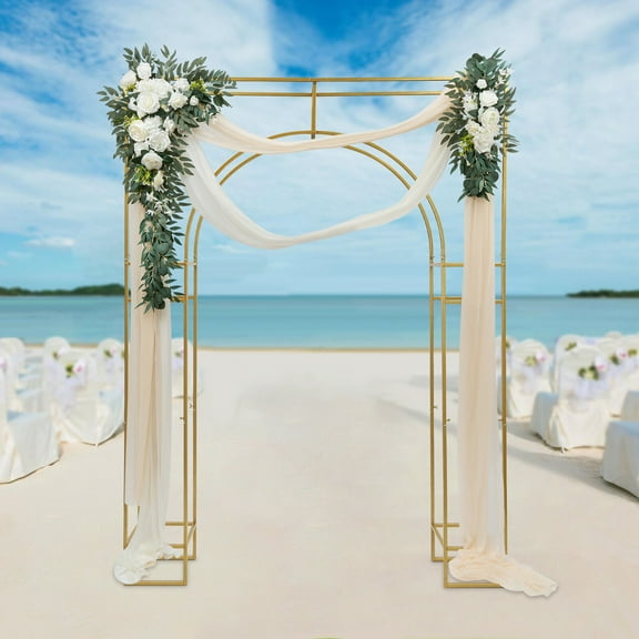 1.8*2.4m Wedding Arch Backdrop Stand Gold Wedding Arches for Ceremony Square Metal Balloon Arch Stand