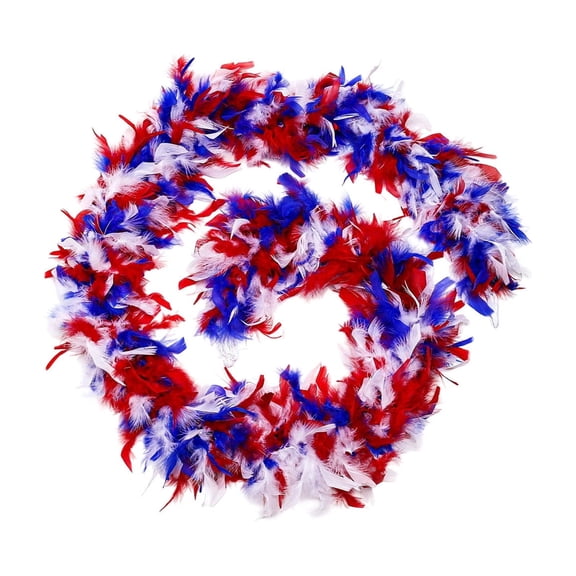 1.8-2 Meter Independence Day Feather Garland, Polyester Feather Material, Colorful Clothes Prop and Decoration, Themed Holiday Party Supply for Festive Displays