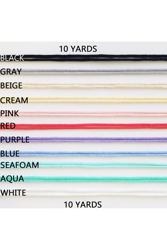 1/8" (3mm) Round Elastic Stretchy Ear Loop Rope Cord: Sewing Crafts DIY Masks Spandex and Nylon Material US Stock Ready to Ship (White, 10 yds)