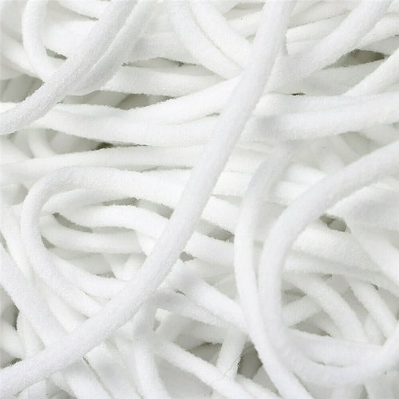 1/8" (3mm) Round Elastic Stretchy Ear Loop Rope Cord: Sewing Crafts DIY Masks Spandex and Nylon Material US Stock Ready to Ship (White,, 20 YARDS)