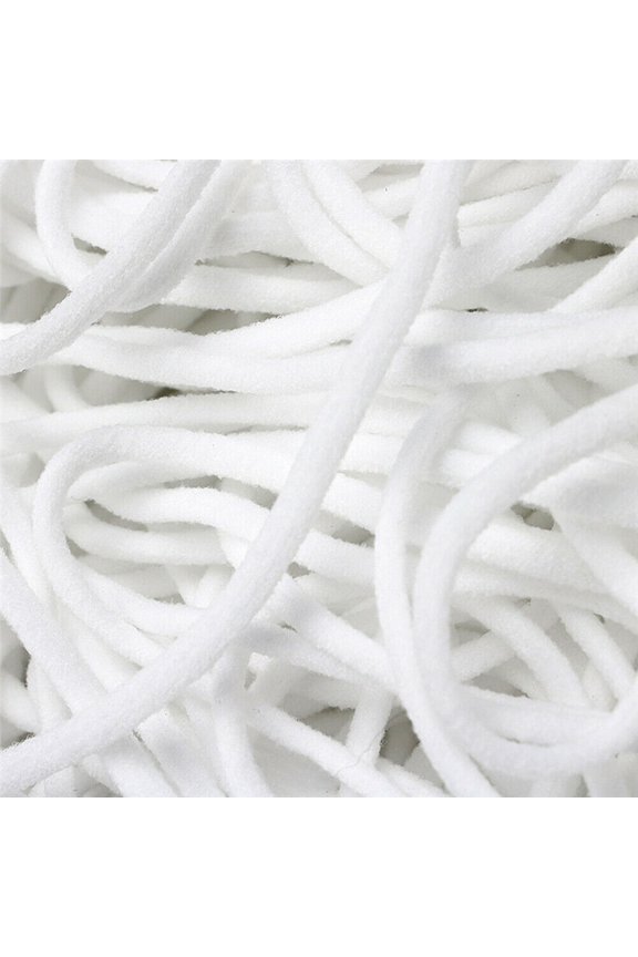 1/8" (3mm) Round Elastic Stretchy Ear Loop Rope Cord: Sewing Crafts DIY Masks Spandex and Nylon Material US Stock Ready to Ship (White,, 20 YARDS)