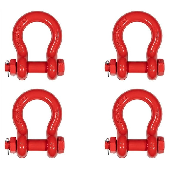 4 Pack 1" Anchor Shackle Forged Carbon Steel w/ Safety Screw Pin Load Limit 17,000 lbs, Double Rust Protection Heavy Duty D Ring Bolt Type Shackle for Towing, Rigging