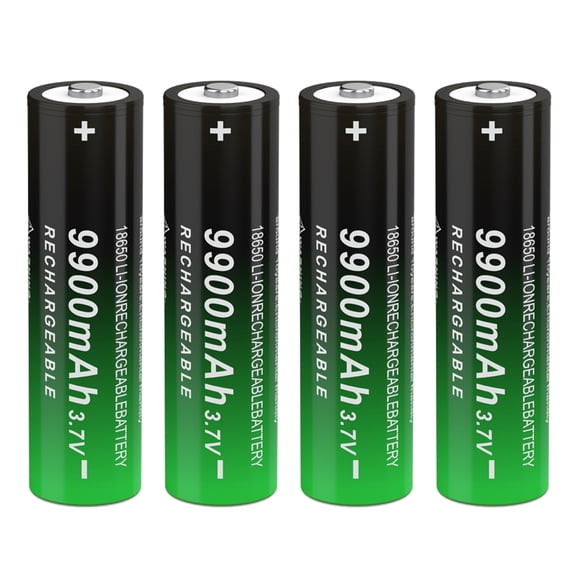 18650 Rechargeable Battery Button Top 4 Pack 3.7V 9900mAh Upgrade Capacity for Flashlights, Bluetooth Speaker, Doorbells, Headlamp, Remote Control and More
