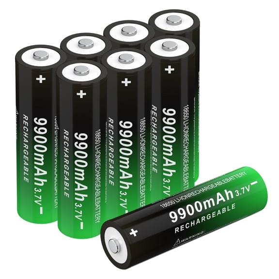 18650 Rechargeable Battery Button Top 8 Pack 3.7V 9900mAh Upgrade Capacity for Flashlights, Bluetooth Speaker, Doorbells, Headlamp, Remote Control and More