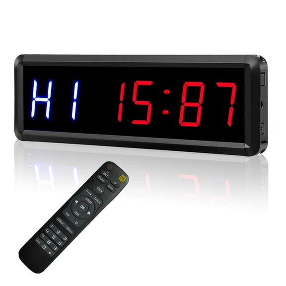 1.8" 6 Digits LED Interval Timer Count Down/Up Clock Stopwatch Workout Timer For Garage Home Gym Sport Training ,Multi-Functional