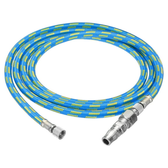 1/8 Air Brush Hose, 6ft Air Brush Air Hose Nylon Braided Air Brush Hose 1/8" Ends with 1/4" Hose Adaptor, Blue