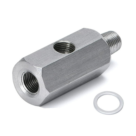 1/8 BSPT Oil Pressure Sensor Tee Adapter, Stainless Steel 1/8 BSPT Female to Male Threaded Adapter Oil Pressure Adapter with 1/8 NPT Female Port for Turbo oil Supply Line and Oil Pressure Gauge