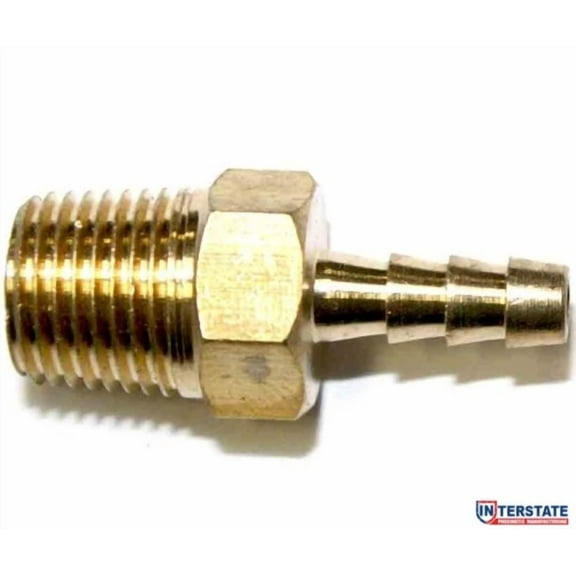 1/8" Barb X 1/4" Npt Male Brass Hose Fitting Fm42 Interstate, Air Gas Fuel Water