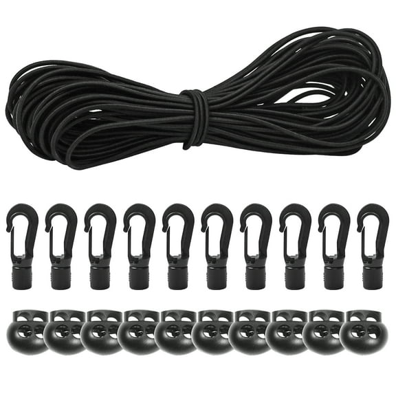 1/8" Bungee Shock Cords,65 Feet Elastic Nylon Cords Kayak Stretch String Rope for Bikes,Tie Downs,Boating,Camping,Cars,Sunshades,Fitness and Outdoor Enthusiasts (1/8 inch x 65 feet, Black)