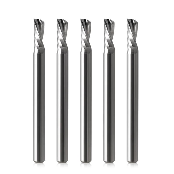 1/8 CNC Router Bits O Flute End Mill 1/8 Shank,5/16 Inch Cutting Length Downcut