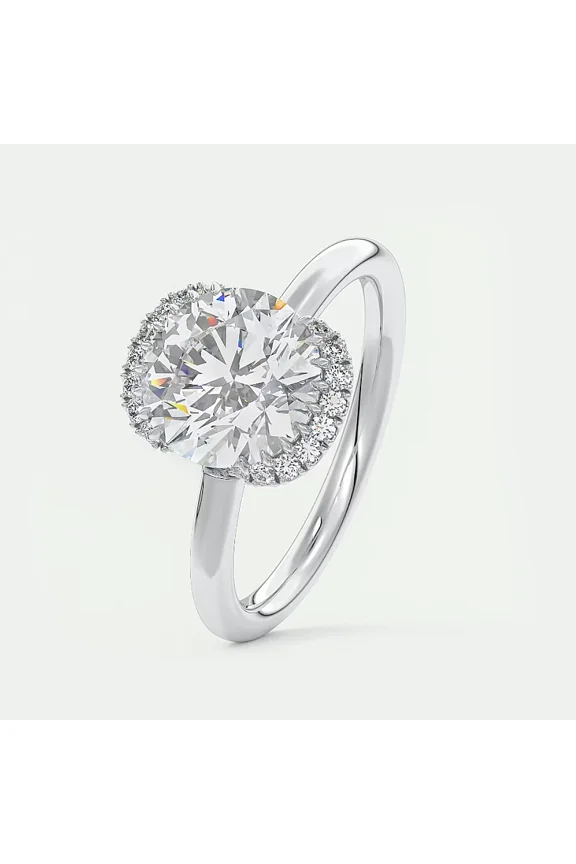 1.8 CT Round Brilliant Cut Simulated Diamond, Proposal Ring, Halo Wedding Ring, 14K White Gold Plated, Solitaire Engagement Ring, Valentine Ring, Women's Anniversary Gifts