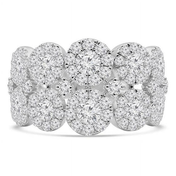 1.8 CTW Round Diamond Halo Cluster Cocktail Ring in 18K White Gold - Size 4