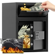 1.8 CUB Depository Drop Safe Fireproof, Front Drop Slot Lock Box with Digital Combination and Anti-Fishing, Silent Deposit Safe Box, Security Money Safe for Cash Slips Expense Business Office Home