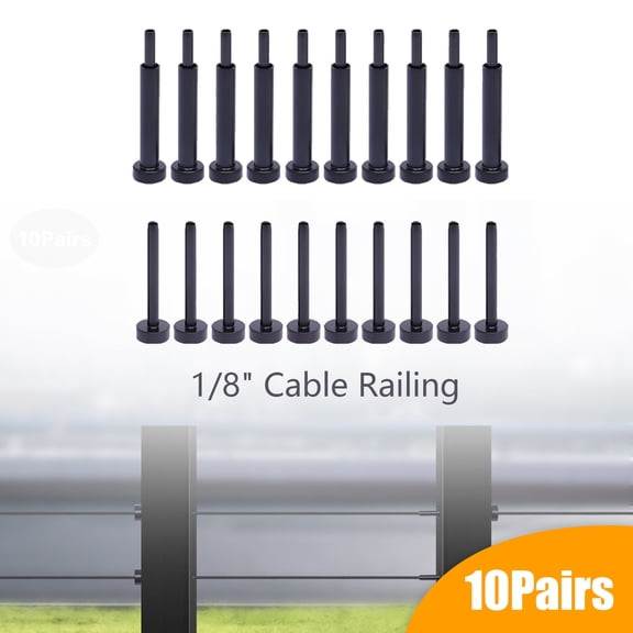 1/8" Cable Railing Hardware Turnbuckle Tensioner and Fixed Terminal, Stainless Steel Invisible Receiver and Swage Stud End for Wood & Metal Post