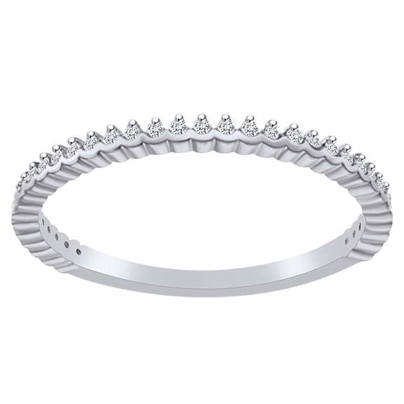 AFFY 1/8 Carat (Cttw) Round White Natural Diamond Trendy Engagement Ring 14K Solid White Gold (I-J Color ,I2-I3 Clarity ,0.13 Carat (Cttw) Ring Size-7.5