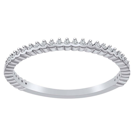 AFFY 1/8 Carat (Cttw) Round White Natural Diamond Trendy Engagement Ring 14K Solid White Gold (I-J Color ,I2-I3 Clarity ,0.13 Carat (Cttw) Ring Size-9.5