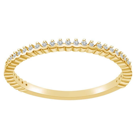 AFFY 1/8 Carat (Cttw) Round White Natural Diamond Trendy Engagement Ring 14K Solid Yellow Gold (I-J Color ,I2-I3 Clarity ,0.13 Carat (Cttw) Ring Size-7