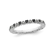 GEM AND HARMONY 1/8 Carat (Ctw) Black & White Diamond Heart Band Ring in Sterling Silver