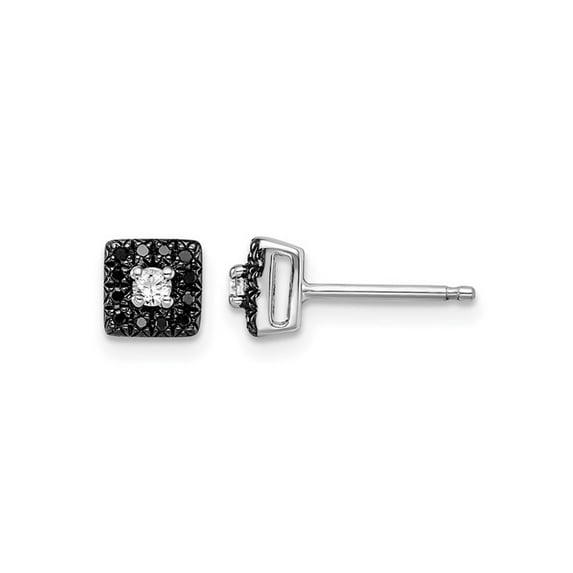 1/8 Carat (Ctw) Black & White Diamond Solitaire Stud Earrings in Sterling Silver for Women