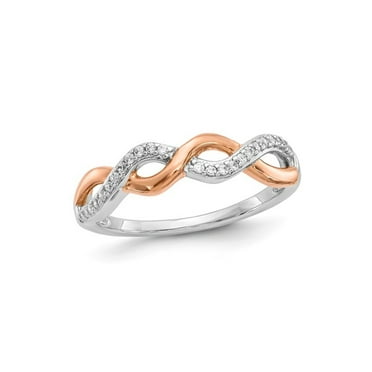 1/8 Carat (Ctw) Diamond Wedding Ring Twist Band in 10K Rose and White Gold (Size 7)