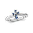 thumbnail image 1 of Gem & Harmony 1/8 Carat (Ctw) Lab-Created Sapphire Cross Ring in Sterling Silver for Women, 1 of 5