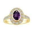 thumbnail image 1 of AFFY 1.8 Carat (Ctw) Simulated Amethyst & White Natural Diamond Cluster Engagement Ring In 14k Solid Yellow Gold Ring Size-9, 1 of 1