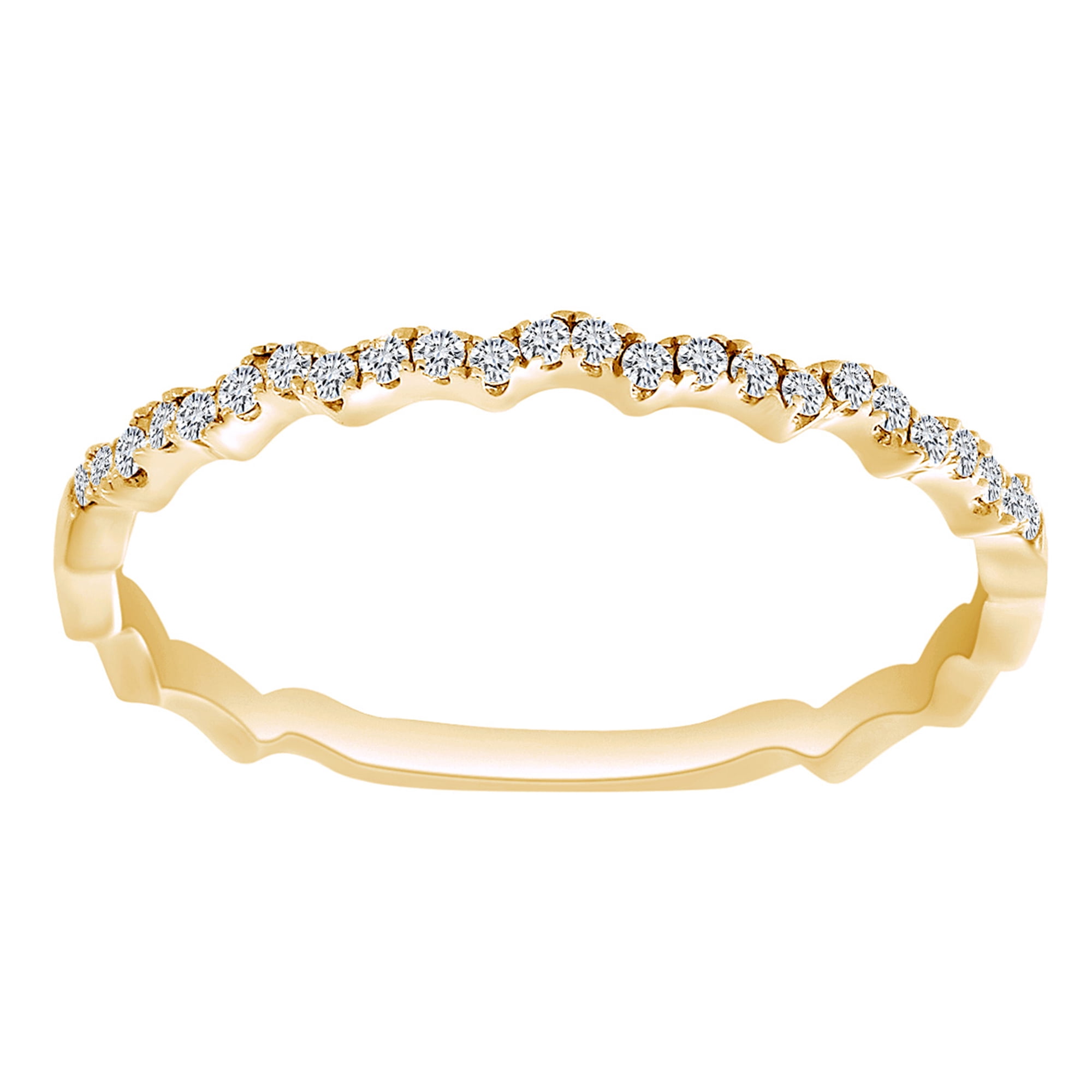 AFFY 1/8 Carat Cut Round White Natural Diamond Contoured Stackable Band ...