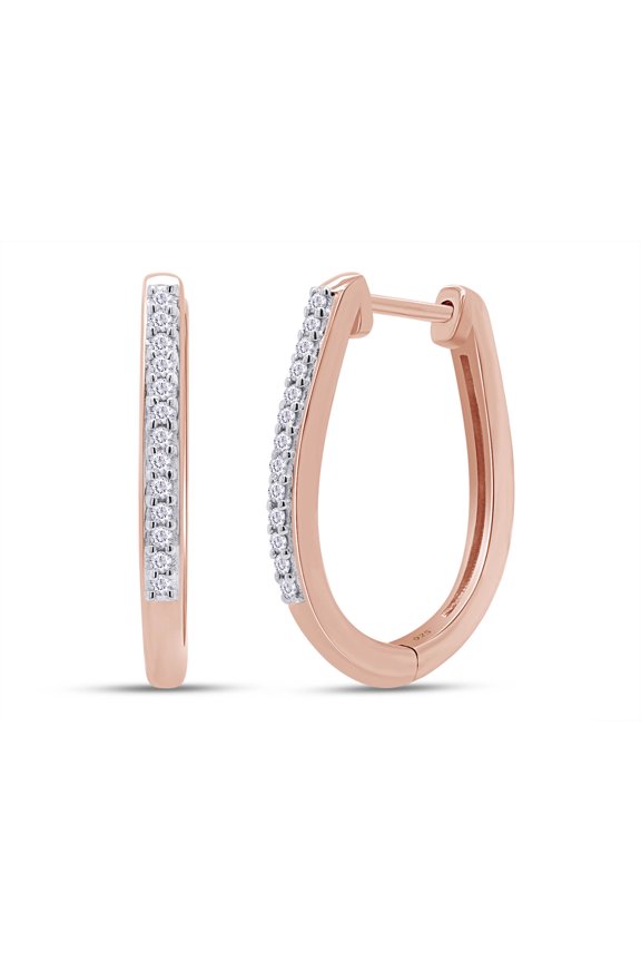 1/8 Carat Round Cut White Natural Diamond Eternity Hoop Earrings For Women In 14K Rose Gold Plated 925 Sterling Silver (Clarity : I2-I3, Color : I-J, 0.13 Cttw)