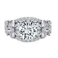 thumbnail image 1 of AFFY 1.8 Carat Round Moissanite & Natural Diamond Flower Engagement Ring 14k Solid White Gold Ring Size-6, 1 of 2