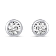 1/8 Carat tw Cubic Zirconia Bezel Set Round Cut Stud Earrings in 925 Sterling Silver Jewelry