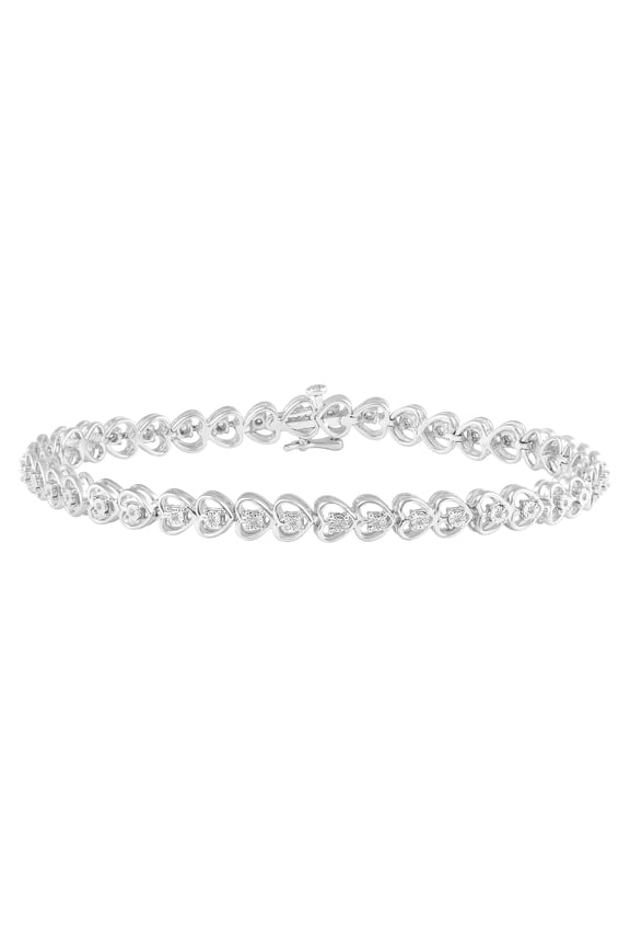 1/8 Carat tw Diamond Heart Tennis Bracelet in 925 Sterling Silver (7 Inches)