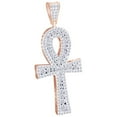 thumbnail image 1 of AFFY 1.8 Cttw Round Shape White Natural Diamond Iced Out Hip Hop Cross Charm Pendant In 14K Solid Rose Gold, 1 of 1