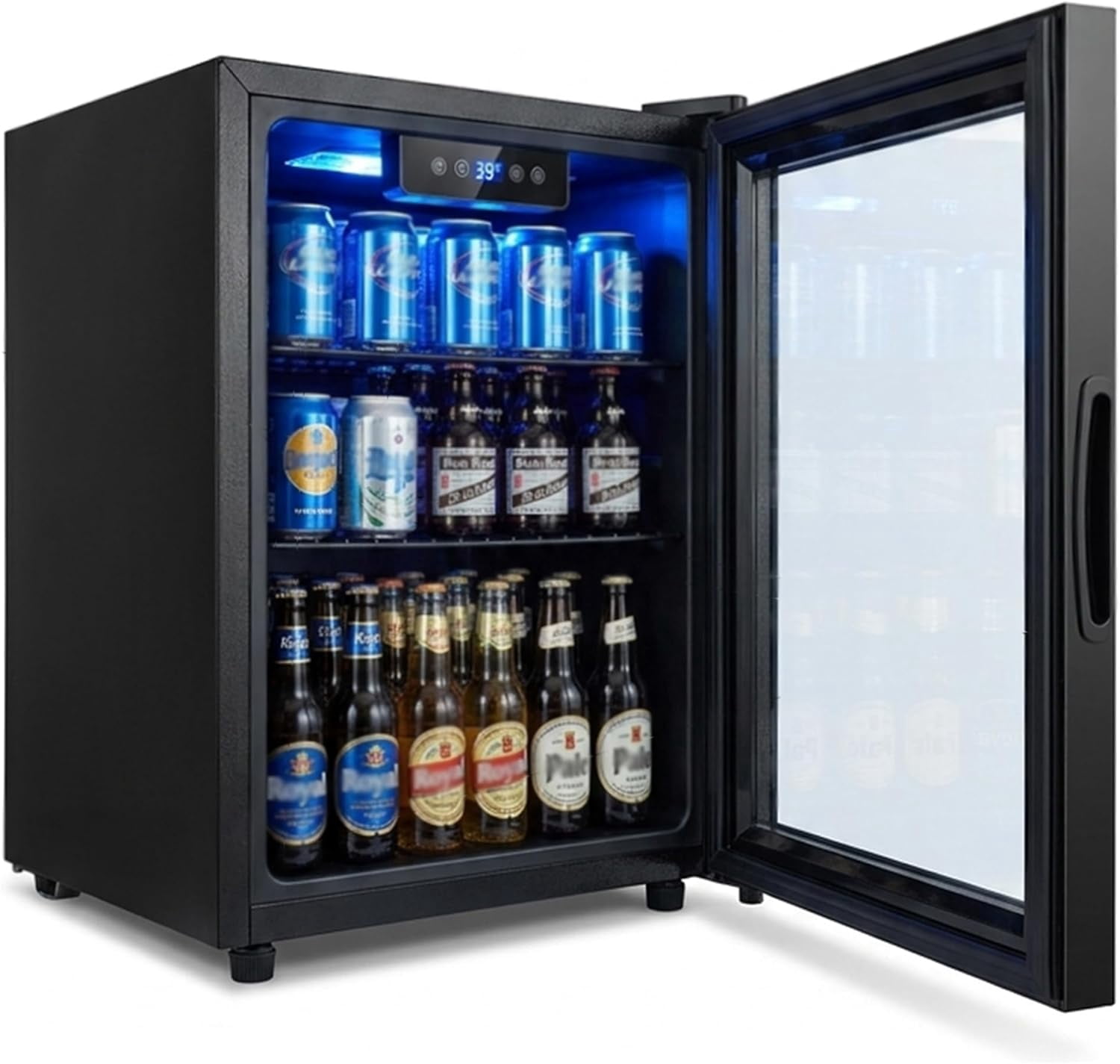 1.8 Cu Ft Mini Fridge, 70 Can Beverage Refrigerator with Glass Door, Digital Temperature Control, Quiet Cooler for Beer, Soda, Wine, Office, Dorm