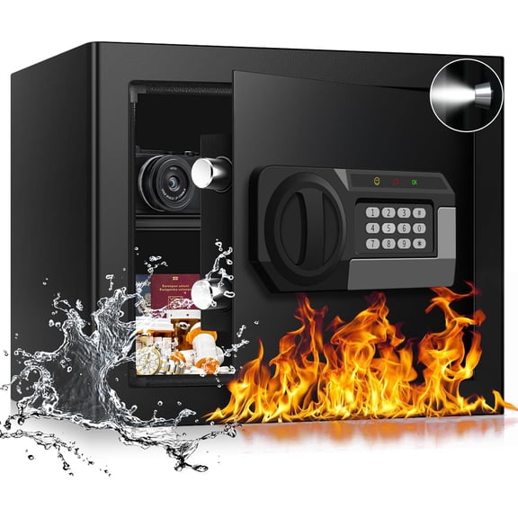 1.8 Cubic Feet Small Fireproof and Waterproof Safe with Programmable Keypad Spare Keys and Removable Shelf Bestseling