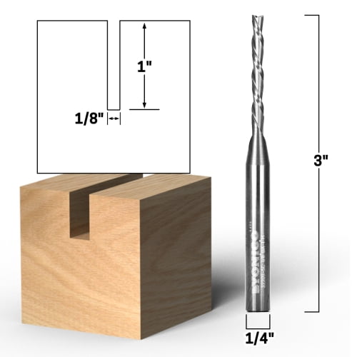 1/8" Dia. 2 Flute Downcut Spiral End Mill CNC Router Bit - 1/4" Shank - Yonico 32209-SC