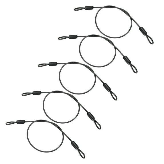 1/8" Dia Vinyl Coated Stainless Steel Cable with Loops, 5 Pcs 2 ft (20") Lock for Outdoor Stage Lighting, Black